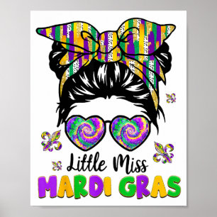 Little Miss Mardi Gras Women Girls Kids Poster