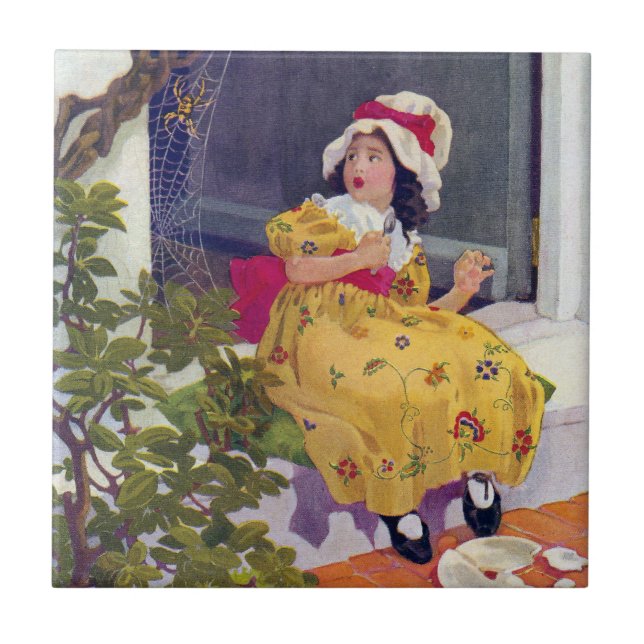 Little Miss Muffet Nursery Rhyme Tile (Front)