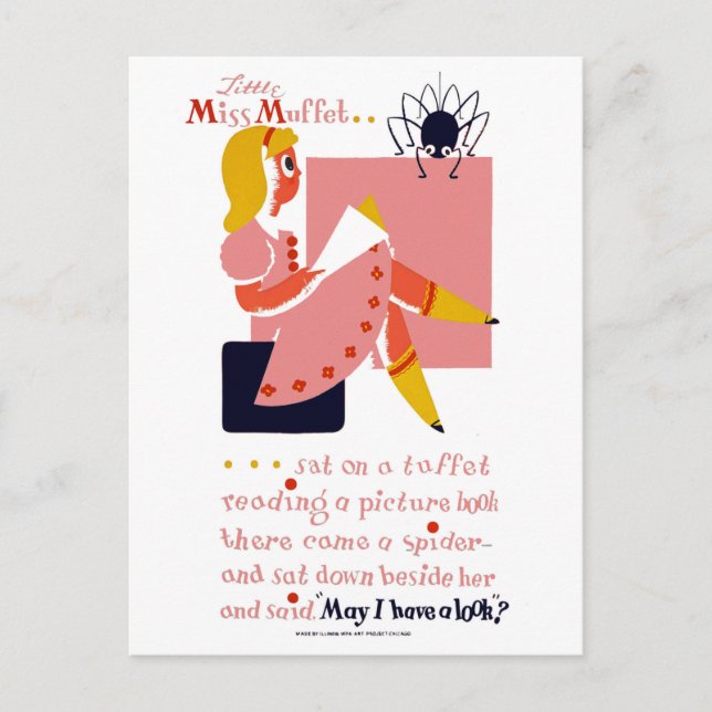Little Miss Muffet Postcard (Front)