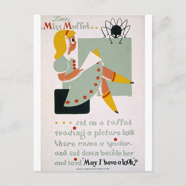 Little Miss Muffet Postcard (Front)