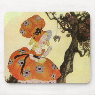 Little Miss Muffet & Spider, Vintage Mother Goose Mouse Pad