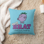 Little Miss Naughty 100% Brat Throw Pillow<br><div class="desc">Check out Little Miss Naughty as 100% Brat! Wear this fun graphic on a custom t-shirt,  tote,  or send on a personalized card. Shop this graphic on more custom products on Zazzle.</div>