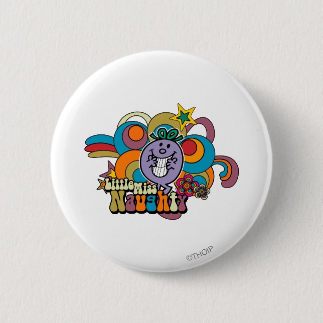 Little Miss Naughty Rainbow 2 Inch Round Button (Front)