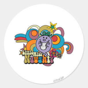 Little Miss Naughty Rainbow Classic Round Sticker