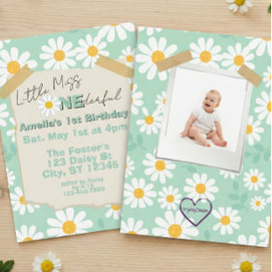 Little Miss One-derful, 1st Birthday Daisy Invitation