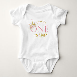 Little Miss One-Derful, Princess Birthday. Baby Bo Bodysuit