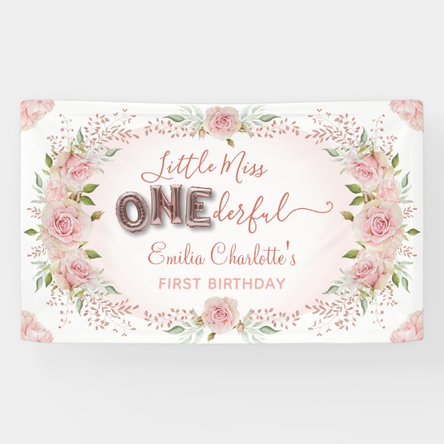 Little Miss Onederful 1er Anniversaire Bannière (Horizontal)
