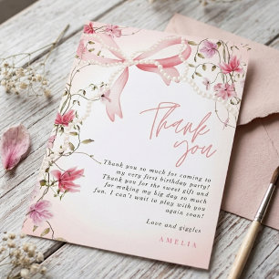 Little Miss Onederful 1st Birthday Coquette Bow  Invitation