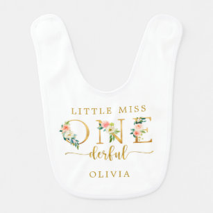 Little Miss Onederful 1st Birthday Girl Baby Bib