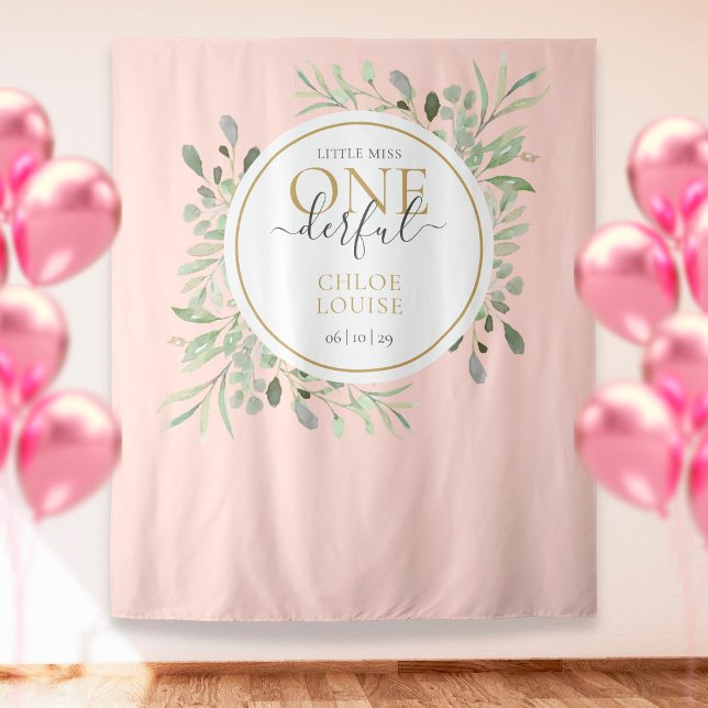 Little Miss ONEderful 1st Birthday Pink Photo Prop Tapestry (Creator Uploaded)