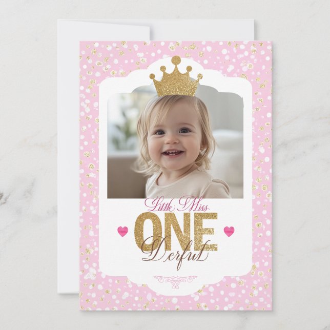 Little Miss ONEderful Birthday Invitation (Front)