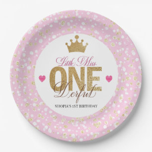 Little Miss onederful Birthday Paper Plate