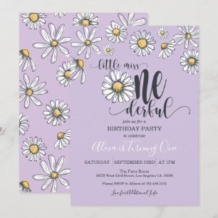 Little Miss ONEderful Daisy Birthday Invitation Pu