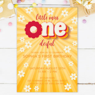 Little Miss Onederful Daisy First Birthday Invitat Invitation