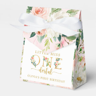 Little Miss Onederful Floral 1st Birthday Party Favor Box