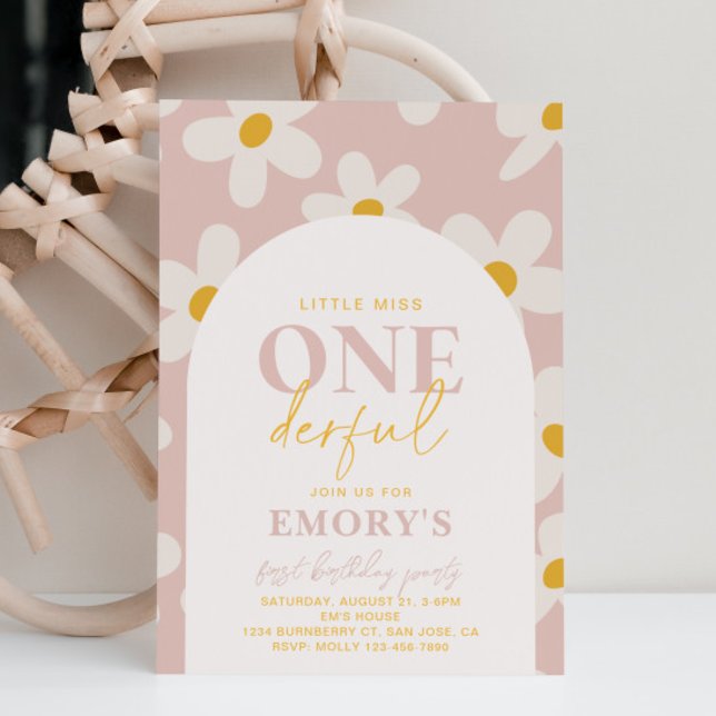 Little Miss Onederful Invitation | Retro Flower (Creator Uploaded)