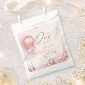 Little Miss ONEderful Pink Floral 1st Birthday Favour Bag