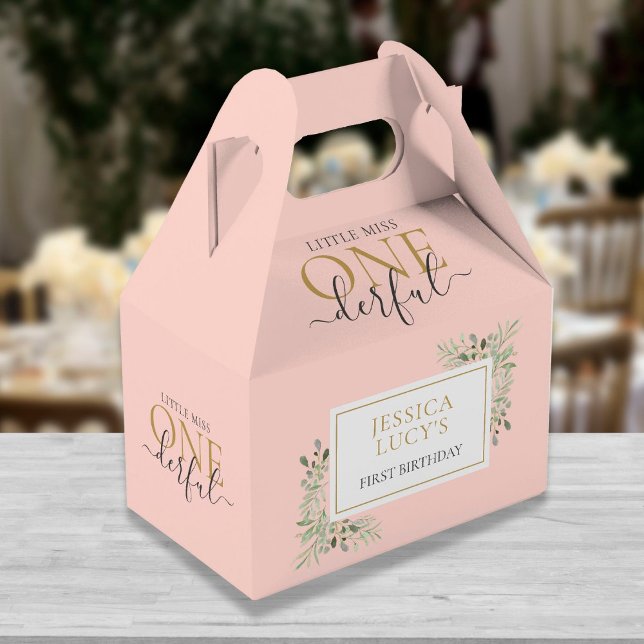 Little Miss ONEderful Pink Girl First Birthday Favor Box (Creator Uploaded)