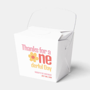 Little Miss Onederful Retro Groovy First Birthday Favor Box