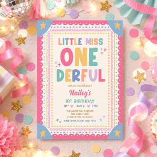 Little Miss Onederful Whimsical Girl 1st Birthday Invitation