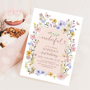 Little Miss ONEderful Wildflower 1st Birthday Invitation