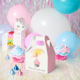 Little Miss Pink Cupcake Girl's 1st Birthday Party Favor Box