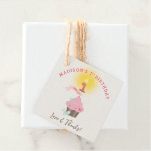 Little Miss Pink Cupcake Girl's 1st Birthday Party Favour Tags