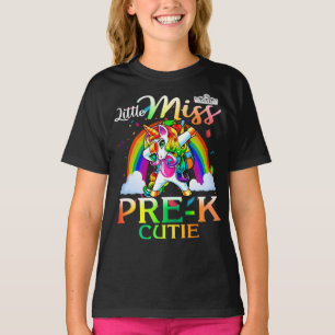 Little Miss Pre-k Cutie Unicorn Rainbow First Day T-Shirt
