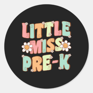 Little Miss Pre-k Girls Ck To School Retro Daughte Classic Round Sticker