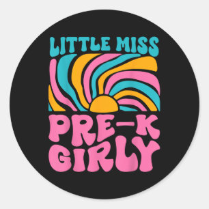 Little Miss Pre-k Girly Retro Back To School Pre-k Classic Round Sticker