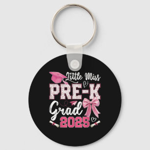Little Miss Pre-k Grad 2025 Coquette Preschool Gra Keychain