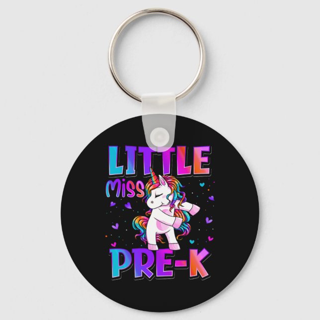 Little Miss Pre-k Unicorn Ck To School Girls  Keychain (Front)