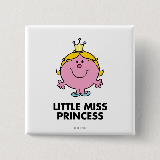 Little Miss Princess | Crown Background 2 Inch Square Button (Front)