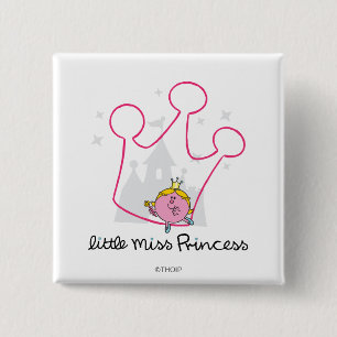 Little Miss Princess Giant Pink Crown 2 Inch Square Button