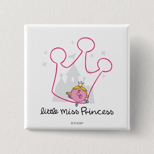 Little Miss Princess | Giant Pink Crown 2 Inch Square Button (Front)