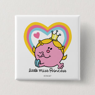 Little Miss Princess Hearts 2 Inch Square Button