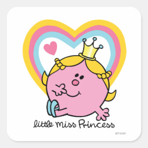 Little Miss Princess Hearts Square Sticker