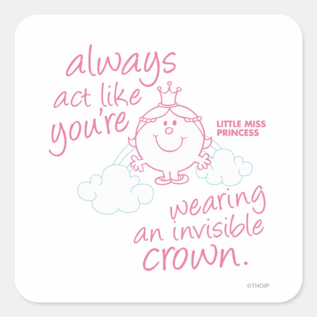 Little Miss Princess | Invisible Crown Square Sticker (Front)