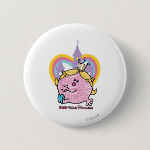 Little Miss Princess Posing With Castle & Heart 2 Inch Round Button