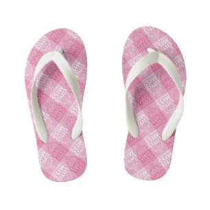 Little Miss Princess Pretty In Pink Pattern Kid's Flip Flops