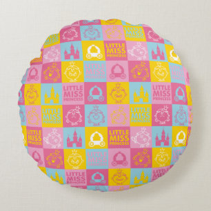 Little Miss Princess   Pretty Pastel Pattern Round Pillow