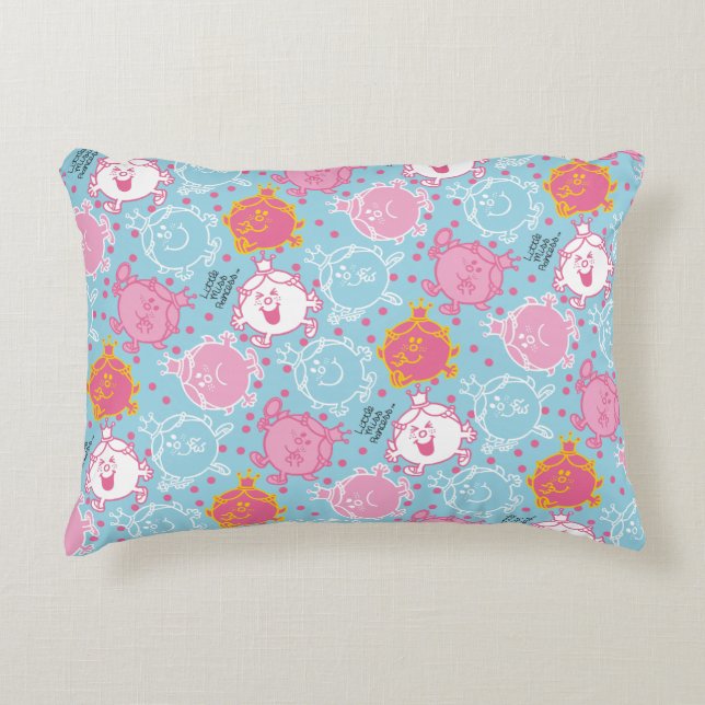 Little Miss Princess | Pretty Pink & Blue Pattern Decorative Pillow (Front)