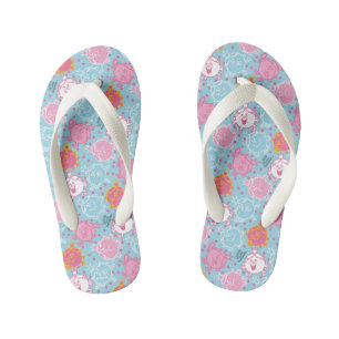 Little Miss Princess Pretty Pink & Blue Pattern Kid's Flip Flops
