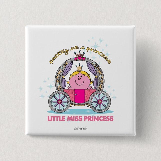 Little Miss Princess | Sparkling Carriage 2 Inch Square Button (Front)