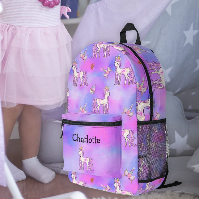 Little Miss Princess Unicorn Pastel Rainbows  Printed Backpack (Creator Uploaded)