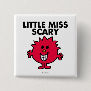 Little Miss Scary Black Lettering 2 Inch Square Button