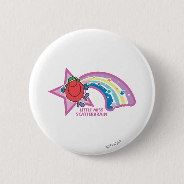 Little Miss Scatterbrain | Rainbow & Stars 2 Inch Round Button (Front)