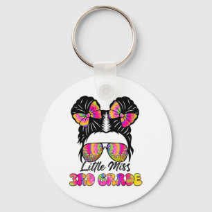 Little Miss Second 3rd Grade Girl Messy Bun Ck To Keychain