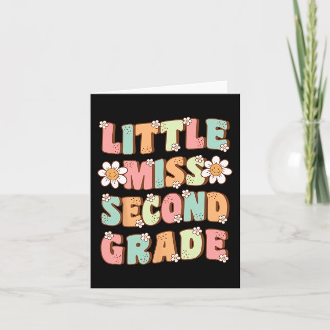 Little Miss Second Grade Cute Groovy First Day of  Card (Front)