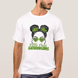 Little Miss Shenanigans Irish Leopard Messy Bun Su T-Shirt